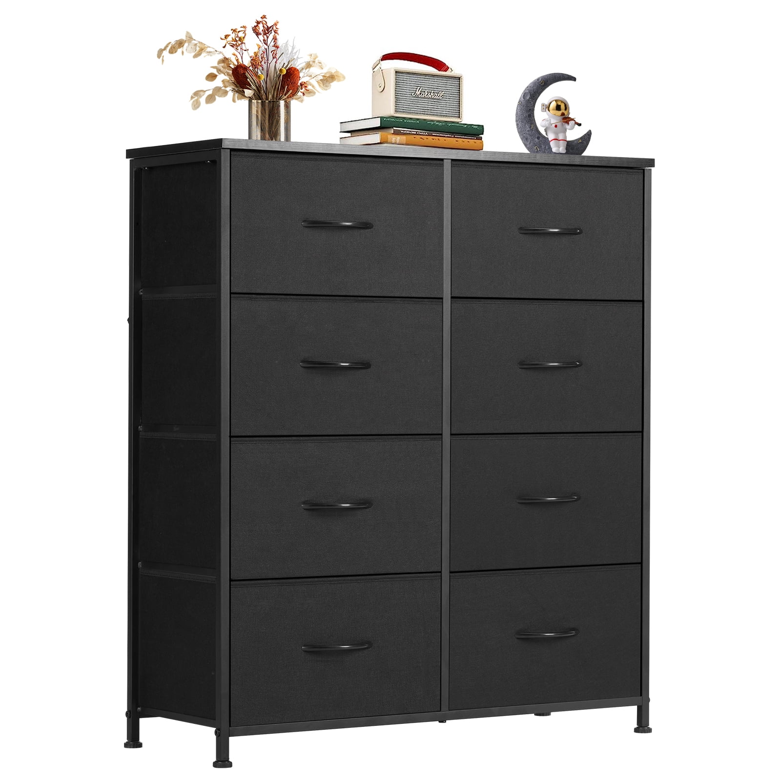 EDX Commode à 8 Tiroirs pour Chambre, Tour d'Organisation de Rangement en Tissu, Armoire, Noir
