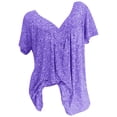 thumbnail image 2 of Mefallenssiah Blouse à Manches Courtes pour Femmes Grande Taille, Col en V, Imprimé, Blanc G, 2 of 8