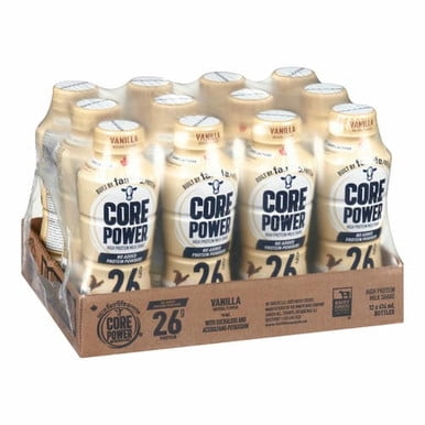 Core Power Boisson Protéinée Milkshake à la Vanille 414 Ml/14 oz (12/caisse) - Fabriqué au Canada