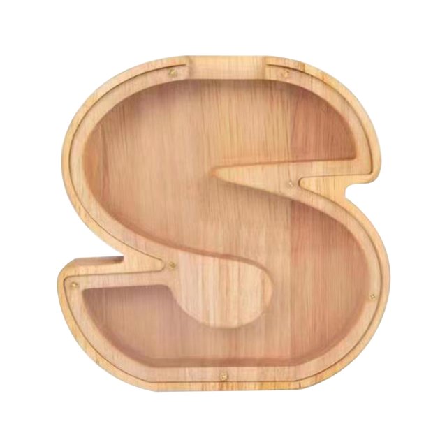 Birdeem Personalized Wooden Name Money Box Wooden Deposit Box Twenty Six English Letters