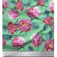 thumbnail image 1 of Soimoi Green polyester Crepe Fabric Leaves & Floral Decor Fabric Printed BTY 42 Inch Wide, 1 of 3