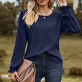 thumbnail image 4 of Timegard Blouse for Women Eyelet Scoop Neck Ruffle Long Sleeve Tops Fall Casual Comfy Tops Solid Color, 4 of 8
