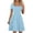 Light Blue, variant on Women's Summer Square Neck Dress Cute Short Sleeve High Waist Dresses Casual A-Line Swing Ruffle Dress Light Blue, 3XL