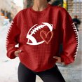 thumbnail image 2 of Rbaofujie Chandails d'Automne Mode Femmes Décontracté Dames Uni Ample Manches Longues Col Rond Chemisiers Hauts Chandails Sans Capuche Rouge Chandails à Capuche et Chandails pour Femmes, 2 of 4