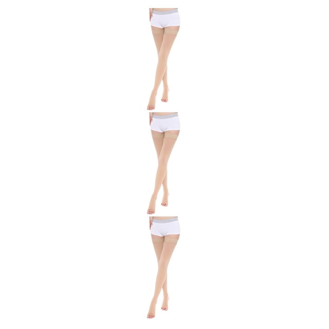 Baohd Soft And Stretchy Compression Stockings Fashionable And Comfortable Open Toe-Skin Color S 3Set