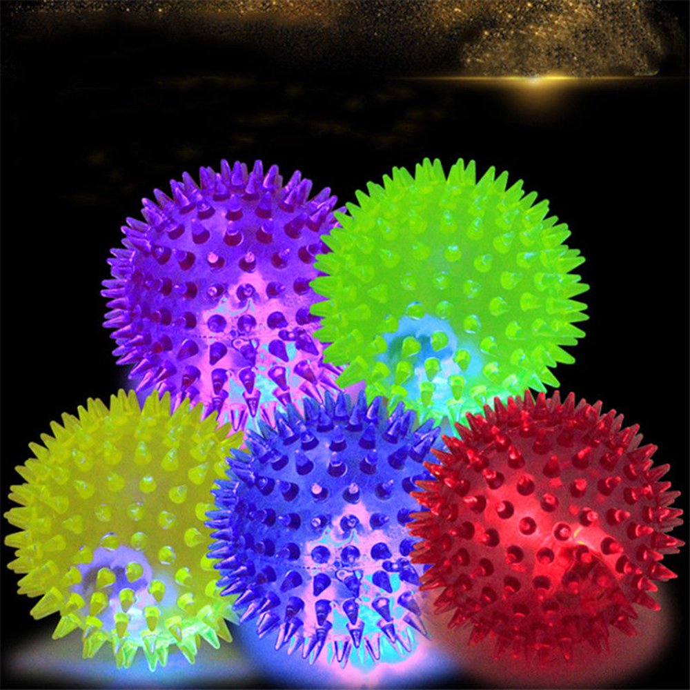 CHOK PVC Pet Dog Puppy LED Ball Light Up Flashing Play Toy Chasing Bounce Spiky Ball