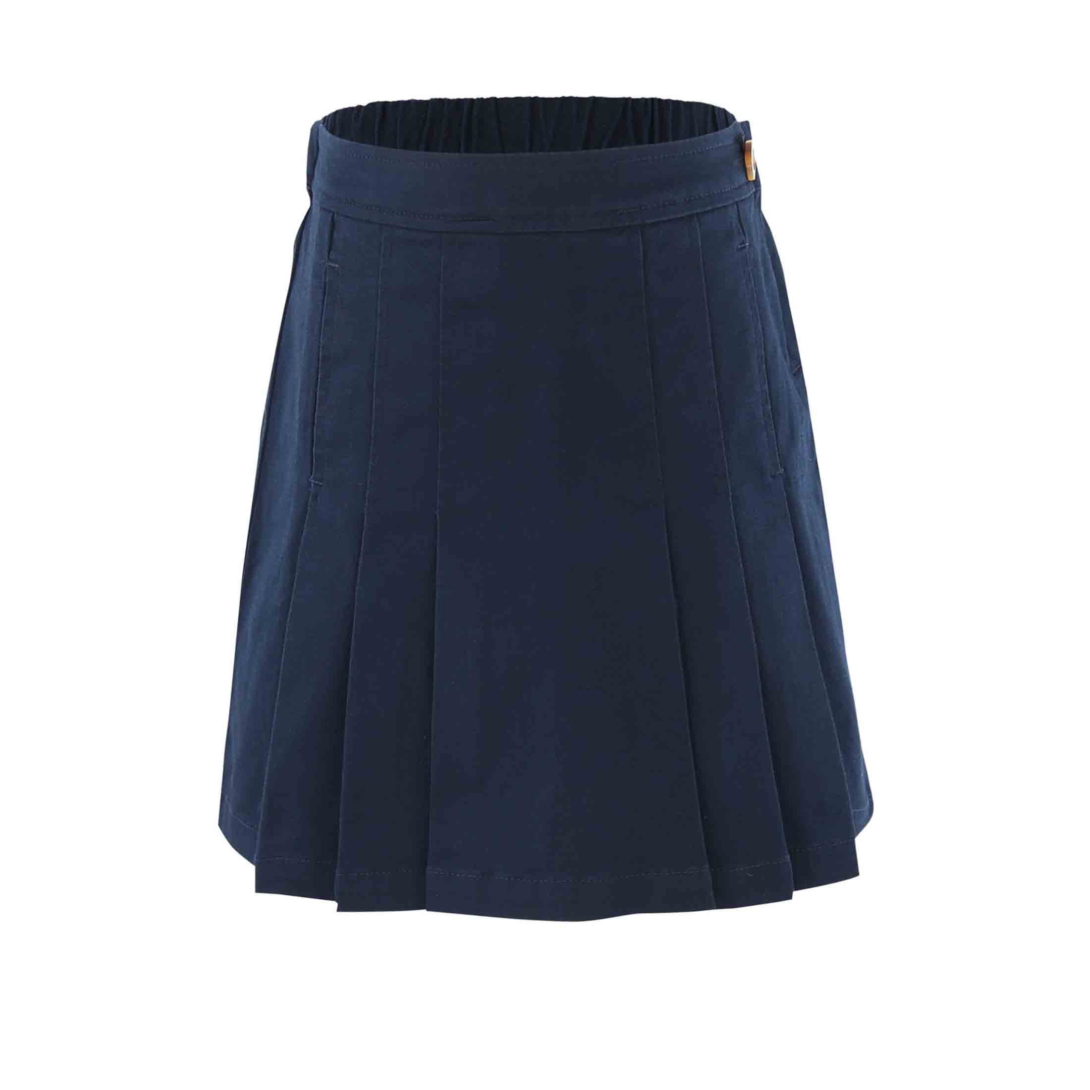 Bienzoe Jupe Plissée d'Uniforme Scolaire en Coton Extensible pour Fille Bleu Marine 12