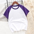 thumbnail image 5 of Besolor Lot de 3 T-Shirts Raglan d'Été pour Enfants Filles Garçons à Blocs de Couleur Col Ras du Cou Manches Courtes Décontractés Basiques Hauts Tees, 5 of 5