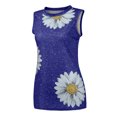 thumbnail image 4 of Leutsin Hauts d'Été pour Femmes Col Rond Imprimé Marguerites Débardeur Sans Manches T-Shirts Blouse Graphique, 4 of 6