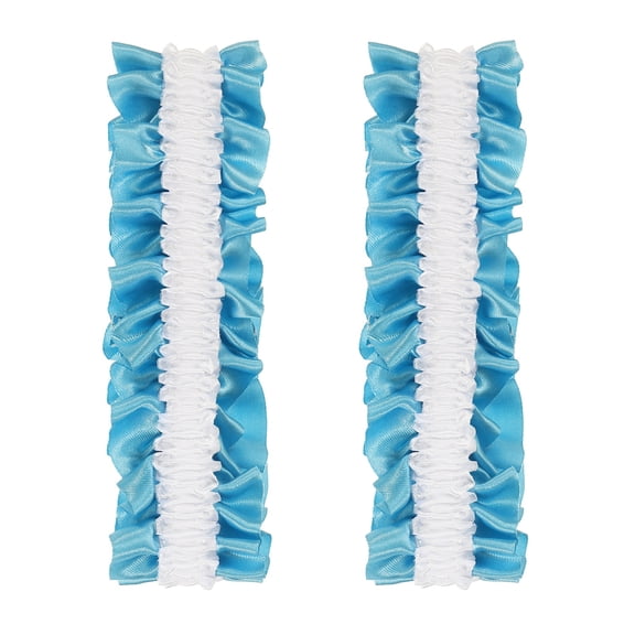 Uxcell Brassard Jarretière, 2 Pcs Manche Antidérapante Jarretière Homme Manche de Chemise Support Ceinture Élastique Accessoires de Costume Décoration pour Fête, Blanc sur Bleu Ciel