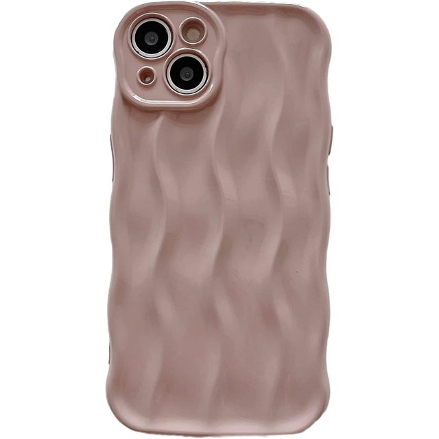ORUYROP Designed for iPhone 13 Case,Water Ripple Pattern Curly Wave Frame Soft Cute Phone Cover for Men Women Girls, Pink