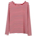 thumbnail image 4 of CEHVOM Fashion Woman O-Neck Long Sleeve T-Shirt Summer Striped Printing Blouse Tops, 4 of 5