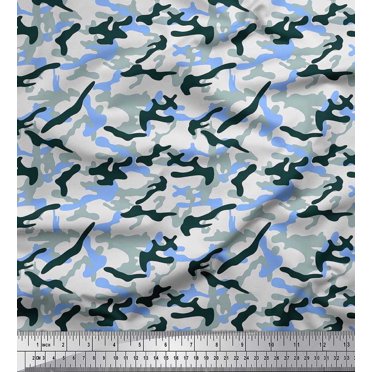 Soimoi Japan Crepe Satin Fabric Two Tone With White Camouflage Print Fabric by Yard 42 Inch Wide