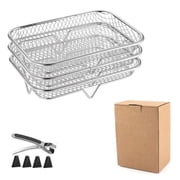 Fesfesfes Air Fryer Accessories,Upgrade Air Fryer Rack-Air Fryer Three Stackable Racks for Airfryer Stainless Steel Round Fryer Rack All 4.2QT - 5.8QT FryerOven Press Cooker