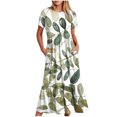 thumbnail image 1 of Pisexur Robe à Manches Courtes Col Rond Mode Femme Robe Imprimée Col Rond Blouse Femme, 1 of 4