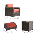 thumbnail image 2 of Krikacy Armchair with Footstool&Storage Side Table,All-Weather Rattan Furniture for Patio Deck, Red, 2 of 6