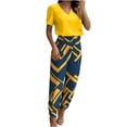 thumbnail image 1 of Ensemble 2 Pcs pour Femmes Été Col Uni Manches Courtes Blouse Haut + Pantalon Ample avec Poches, 1 of 6
