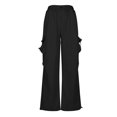 thumbnail image 4 of Timegard Cargo Pants for Women Elastic High Waist Solid Color Straight Leg Outdoor Pants with Pockets, 4 of 5