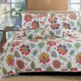 thumbnail image 2 of Cozy Line Home Fashions Gypsy Floral Reversible Quilt Bedding Set, Bedspread Coverlet Lightweight for All Seasons (Spring Blooming, Queen - 3 Piece), 2 of 9