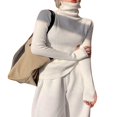 thumbnail image 1 of MesaSe Women Ribbed Knit Tops Long Sleeve Turtleneck Solid Color Slim Fit Sweater, 1 of 6
