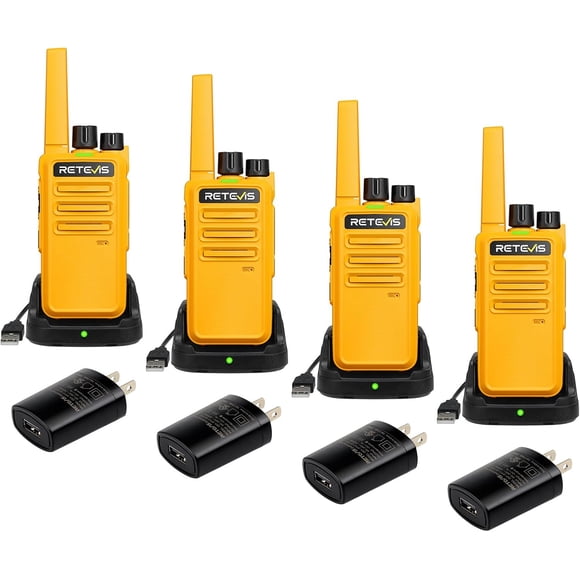 Retevis RT68 Rechargeable Walkie Talkies 4 Pack, Outdoor Camping Essentials Rugged, VOX, 16 CH Two Way Radio, 1200mAh Li-ion Battery, Family Hiking Cycling Radios Walkie Talkies Long Range for Adults