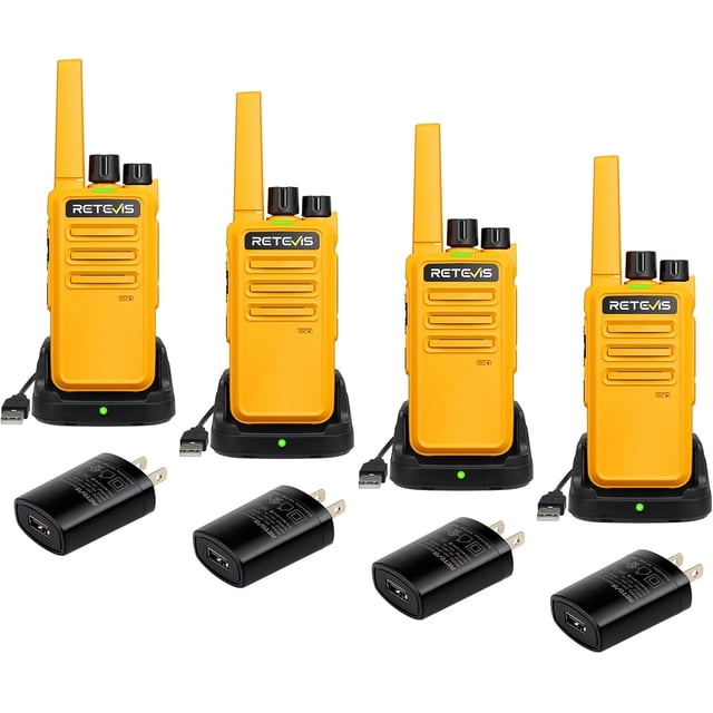 Retevis RT68 Rechargeable Walkie Talkies 4 Pack, Outdoor Camping Essentials Rugged, VOX, 16 CH Two Way Radio, 1200mAh Li-ion Battery, Family Hiking Cycling Radios Walkie Talkies Long Range for Adults