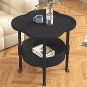 Qiweii Modern Bedside Table with Wheels and Drawer, Mobile Nightstand Rolling Storage Cabinet for Bedroom, Small Rolling End Table with Shelf, White Night Stand for Living Room