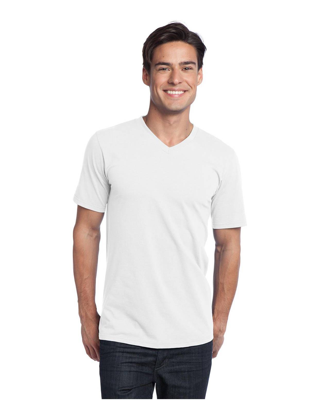 District Young Mens Concert V-Neck Tee Shirt, White 3X-Large