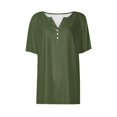 thumbnail image 4 of Jsaierl Womens Casual Notched V Neck Short Sleeve Shirts Summer Solid Color Work Tunics Simple Basic Bussiness Blouses, 4 of 5