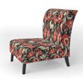 thumbnail image 3 of Designart « Victorian Ikat Blooms » Fauteuil d'Appoint Rembourré Ikat Rouge - Fauteuil Victorien pour Chambre, 3 of 7