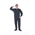 thumbnail image 2 of Navy Blue & Green Plaid Flannel Adult Mens Footed Pajamas w/ Rear Flap Sleeper, 2 of 2