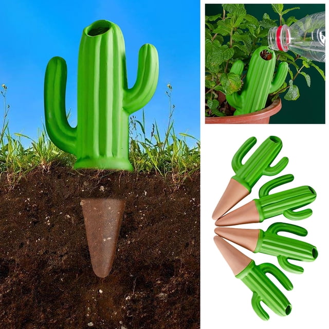 Automatic Water Dripper Cactus Self Watering Terracotta 4PCS Reusable Watering Stakes for Indoor Outdoor Care System