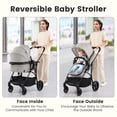 thumbnail image 3 of INFANS 2 in 1 Baby Stroller, Convertible Stroller with Bassinet Reversible Seat Adjustable Backrest Canopy One Hand Fold, Compact Toddler Pushchair for Kids Infants Newborns 0-36 Months, 3 of 8