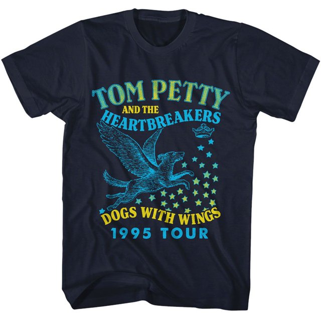 Tom Petty Chiens avec Ailes T-Shirt Bleu Marine pour Adulte