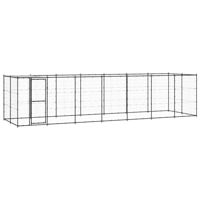 vidaXL Chenil Extérieur pour Chien en Acier avec Toit 16,94 M2