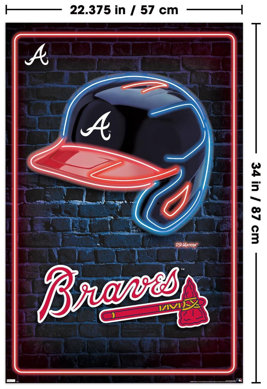 MLB Atlanta Braves - Neon Helmet 23 Wall Poster, 22.375" x 34"