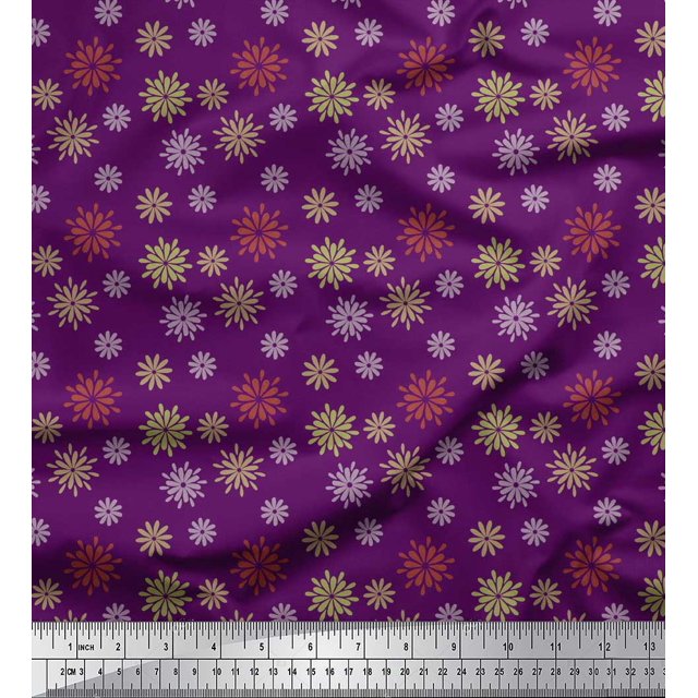 Soimoi Rayon Fabric Artistic Floral Printed Craft Fabric by the Yard 56 Inch Wide