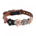 thumbnail image 1 of Pet Adjustable PU Collar for Small Medium Dogs Shiny Lovely Colorful Flowers with Shiny Diamonds, 1 of 10