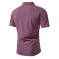 thumbnail image 3 of Birdeem Chemises pour Hommes Mode Décontractée Imprimé Col Rond Bouton Manches Courtes Chemise Blouse, 3 of 9
