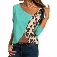 thumbnail image 1 of T-Shirt pour Femme à Manches Longues, Col Rond, Haut à Blocs, T-Shirt Long à Blocs de Couleur, Blouse Décontractée, Bleu, TG, 1 of 6