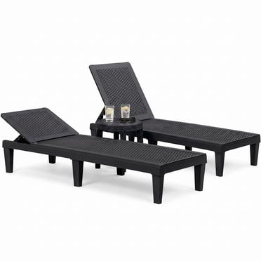 Homall 2 Pcs Chaise Longue de Patio Extérieure Chaise Longue Réglable, Noir