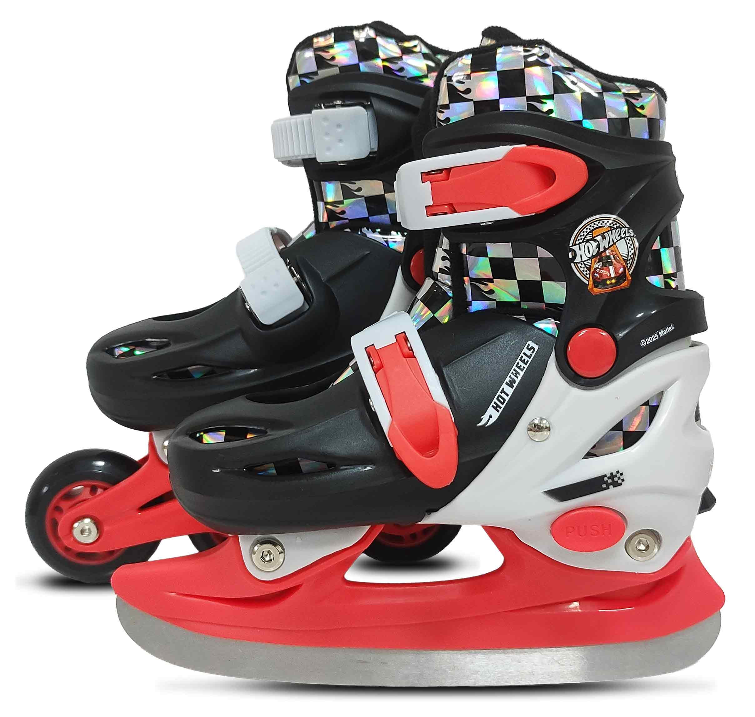 Y12-2 Hot Wheels Patins à roues aligné es/à glace convertibles, Garçon