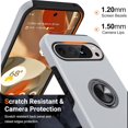 thumbnail image 3 of KOMI for Google Pixel 9 Pro XL Case, Slim Fit Case for Pixel 9 Pro XL with Metal Ring Holder Kickstand, Dual Layer Shockproof Protective Phone Case for Google 9 Pro XL 6.8", Silver, 3 of 5