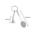 thumbnail image 2 of Simulated Badminton Keychain Pendant | Silver Alloy Souvenir | Sports Lovers Gift | Durable 8x3cm Accessory | Novelty Racket & Shuttlecock Design | 1 Piece, 2 of 8