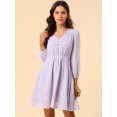 thumbnail image 2 of INSPIRE CHIC Robe en Chiffon Fluide à Manches Mi-Longues et Col en V pour Femmes, 2 of 6