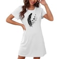 thumbnail image 4 of Tnhcen Robe Grande Taille à Imprimé Mignon, Manches Courtes, Col Rond, Vêtement de Nuit, Polyester Spandex Extensible, P-2TG, pour Détente Quotidienne/sommeil Confortable, 4 of 7