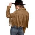 thumbnail image 4 of Kcodviy Femmes Veste Mignonne en Faux Suède à Franges Vestes en Cuir à Franges Moto Chandail à Capuchon à Col Roulé pour Femmes Veste Manche Décontractée Manteaux Courts, 4 of 8