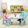 thumbnail image 3 of Gymax Kids Table & 2 Chairs Set Toddler Activity Play Dining Study Desk Baby Gift Blue, 3 of 9