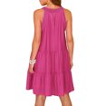 thumbnail image 4 of Penkiiy Robe d'Été Sans Manches pour Femmes, Dos Nu, Décontractée, Ligne A, à Volants, Robe de Plage, Vacances, Mini Robe 2TG Rose Vif, 4 of 9