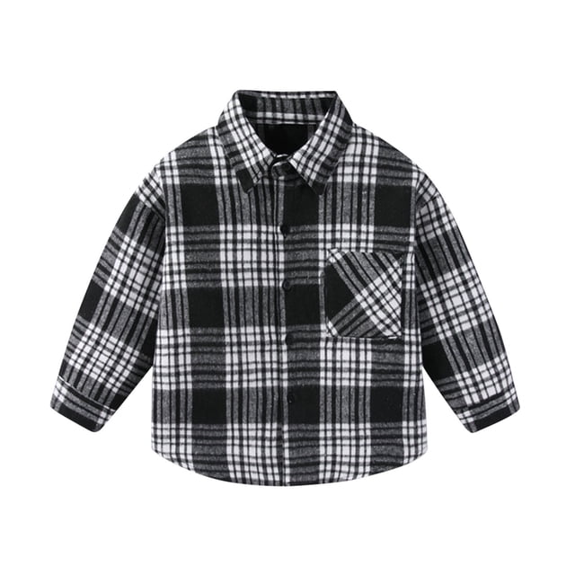 Tranfacy Chemises à Carreaux à Boutons pour Enfants à Manches Longues Col Rabattu Manteau d'Automne et Couche de Base